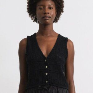 OZMA Caro Vest in Black Cotton Boucle (Small) - Like New